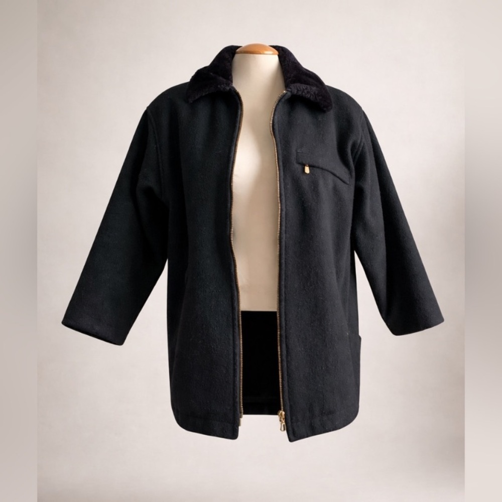 VINTAGE - Wool-blend Coat - Faux Fur Collar | Relaxed fit - Picture 11 of 13